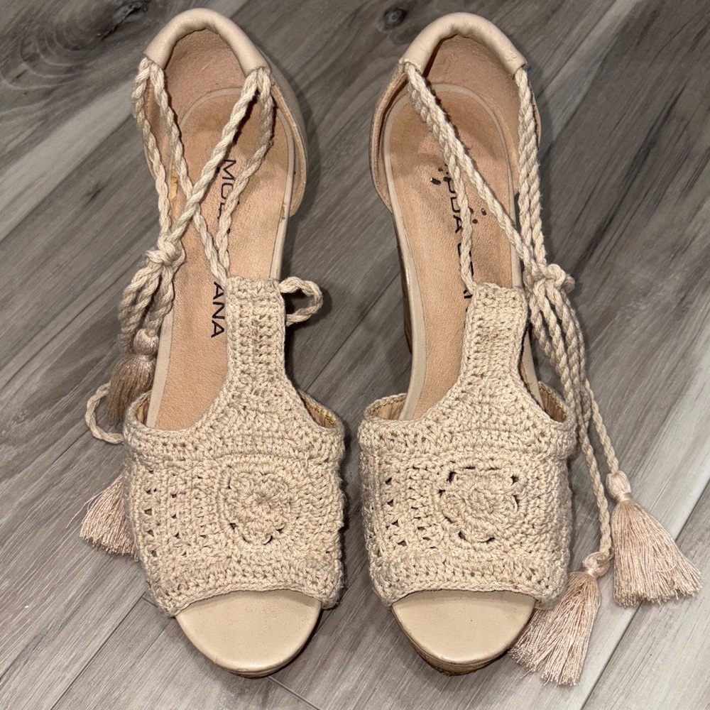 Moda Spana Cream Crochet Espadrilles